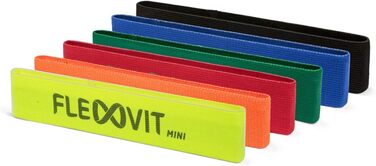 Еспандери FLEXVIT Mini Band 6 шт. – фітнес-стрічки для стабілізаційних вправ, розтяжки та мобілізації, різні рівні опору, для початківців і професіоналів