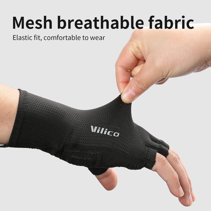 Професійні велосипедні рукавички – дихаючі, амортизуючі, з силіконовими вставками на долонях для катання, альпінізму та активного відпочинку. Чорний, розмір L