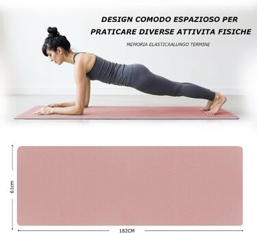 Йогамат (Yogamatte) 183x61x0.6 см, двостороння, антиковзка, водонепроникна, з сумкою та ременем. Для пілатесу, спорту, фітнесу, медитації (Блакитна троянда)