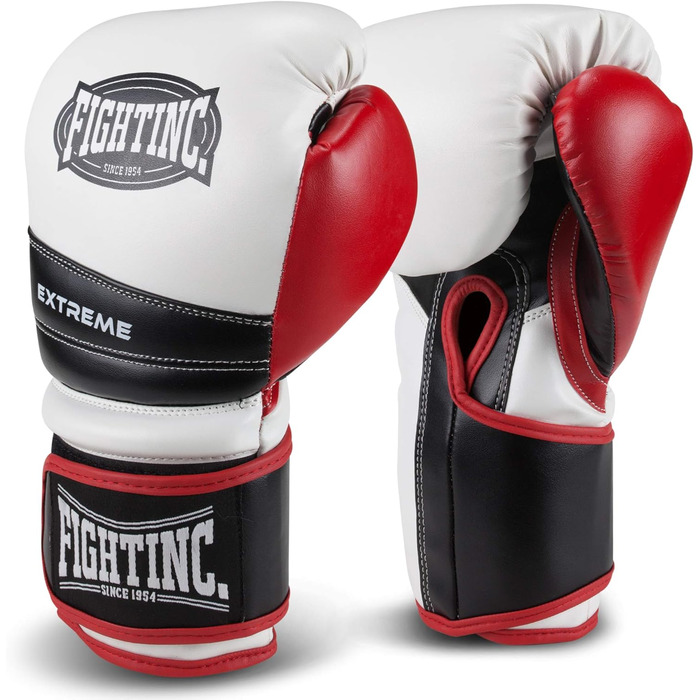 Боксерські рукавички Fightinc Extreme 12 Oz, білі/червоні/чорні, для боксу, кікбоксингу, муай-тай, MMA