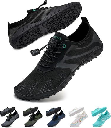 Водні черевики WateLves: для плавання, серфінгу та відпочинку на пляжі. Швидка сушка, розміри 36-48 EU, чорний колір