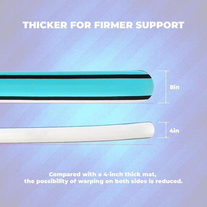 Гімнастичний надувний мат Quashley, 20,3 см товщиною, з двома липучками, гнучкий, 4 м/4,9 м/6 м, надувні килимки для тренувань, черлідинг, електричний насос вдома