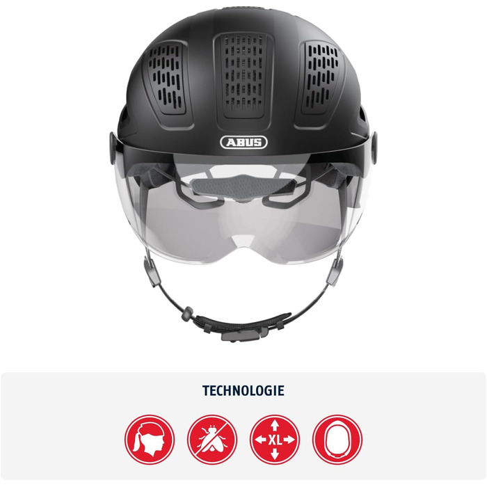 Шолом велосипедний ABUS Hyban 2.0 ACE з візором, світлом та ABS-оболонкою, чорний (velvet black), L (56-61 см)