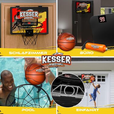 Міні-баскетбольний кошик KESSER® для дому та офісу | Баскетбольний кошик на двері | Ігровий кошик для дитячої кімнати | Баскетбольне кільце з м'ячем та насосом