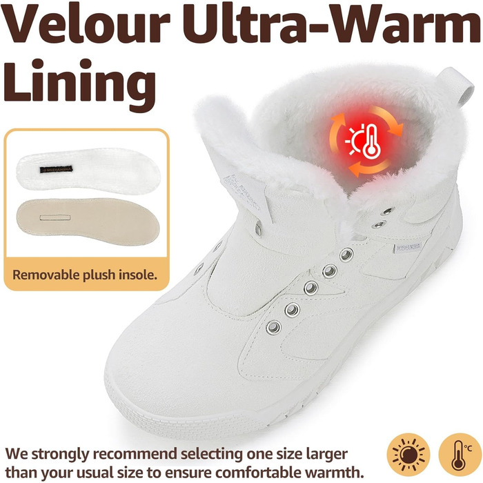 Зимові черевики Mishansha для жінок, теплі, з підкладкою, снігоступи, зимові черевики для активного відпочинку, розміри 36-48 EU (37 EU, теплі білі)
