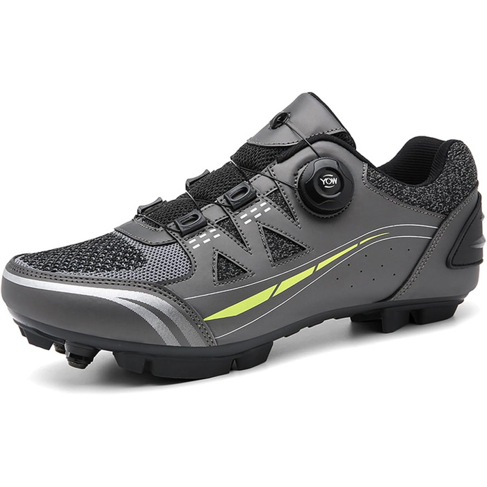 Велосипедні черевики MTB для чоловіків та жінок, сумісні з SPD, з шипами, дихаючі, зносостійкі, сірі (43 EU)