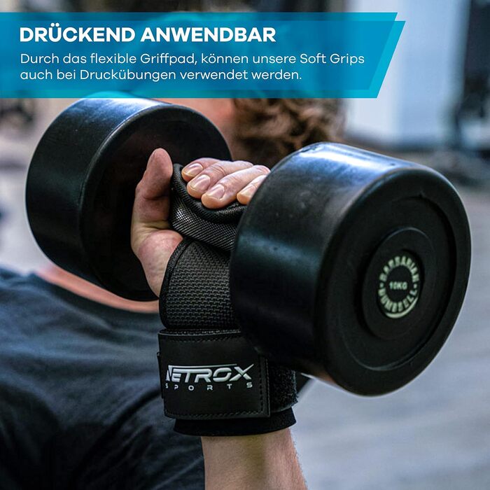 NetroxSports® М'які хватки-петлі для бодібілдингу, пауерліфтингу, фітнесу – посилені лямки для середніх ваг для жінок і чоловіків