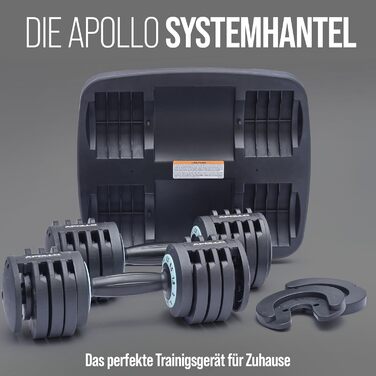 Регульовані гантелі Apollo 2x6,5 кг м'ятні, набір для домашніх тренувань, змінна вага для жінок і чоловіків, система швидкого замикання