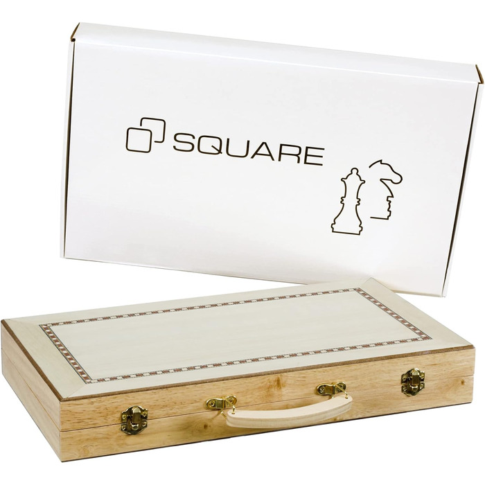 Набір для гри в шашки Square з дерева 447 - Інтарсія, у дерев'яному кейсі з ручкою