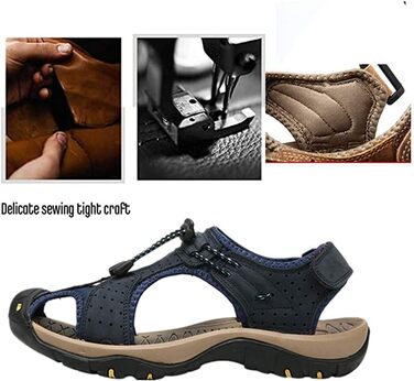 Чоловічі сандалі Asifn для туризму, шкіра, водонепроникні, закритий носок, сині (43/44 EU)