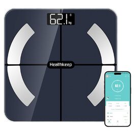 Healthkeep розумні ваги для аналізу складу тіла, Bluetooth, імпедансний вимірювач, висока точність, 13 показників, додаток, до 180 кг, 28x28 см