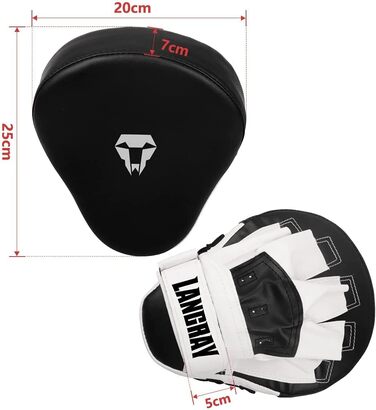 Рукавички для боксу LangRay - 1 пара, з штучної шкіри, для кікбоксингу, MMA, муай-тай, карате (чорно-білі)