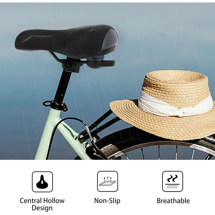 Комфортне велосипедне сідло BWBIKE з широким сидінням та пам'яті-ефектом, водонепроникний чохол з екошкіри, універсальне, срібного кольору