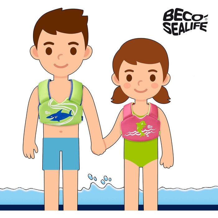 BECO-Sealife Жилет для плавання для дітей 2–6 років, зелений/рожевий, з безпечним закриттям