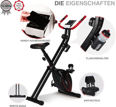 Велотренажер Ultrasport F-Bike/F-Rider Basics, складаний, LCD-дисплей, регульоване навантаження, сенсори пульсу, для дому, для спортсменів і літніх людей