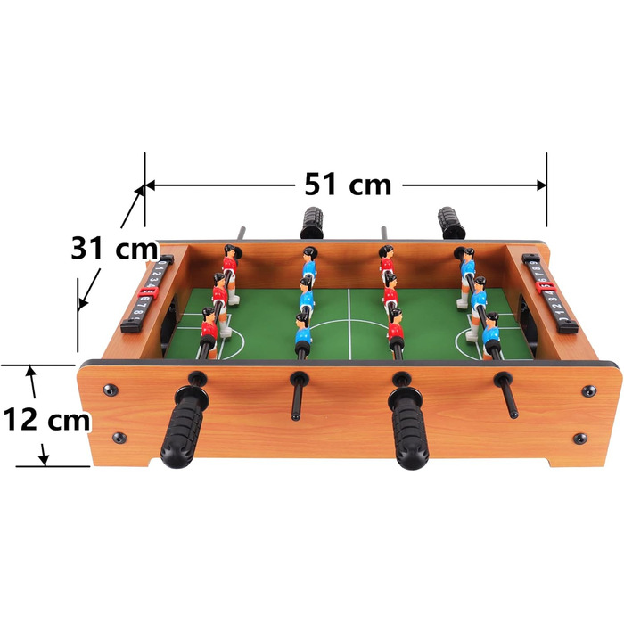 Настільний футбол WIN.MAX Mini, портативний, легкий, для дітей, класичний, 51x31x10 см, коричневий, легкий монтаж і зберігання