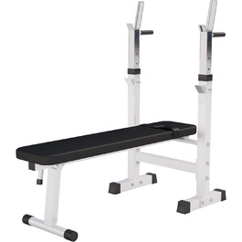 GORILLA SPORTS® Лава для жиму з підставкою, регульована висота і кут нахилу, складана, до 200 кг, чорна або біла, багатофункціональна тренувальна лава