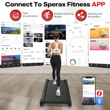 Sperax 3-в-1 вібраційна бігова доріжка для дому та офісу з Bluetooth, додатком, пультом ДУ, 1-6 км/год, до 150 кг