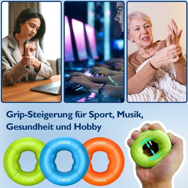 FitBeast Тренажер для рук Griffkrafttrainer, Набір 9 шт., Силовий тренажер для рук, Зняття напруги та відновлення (Помаранчевий)