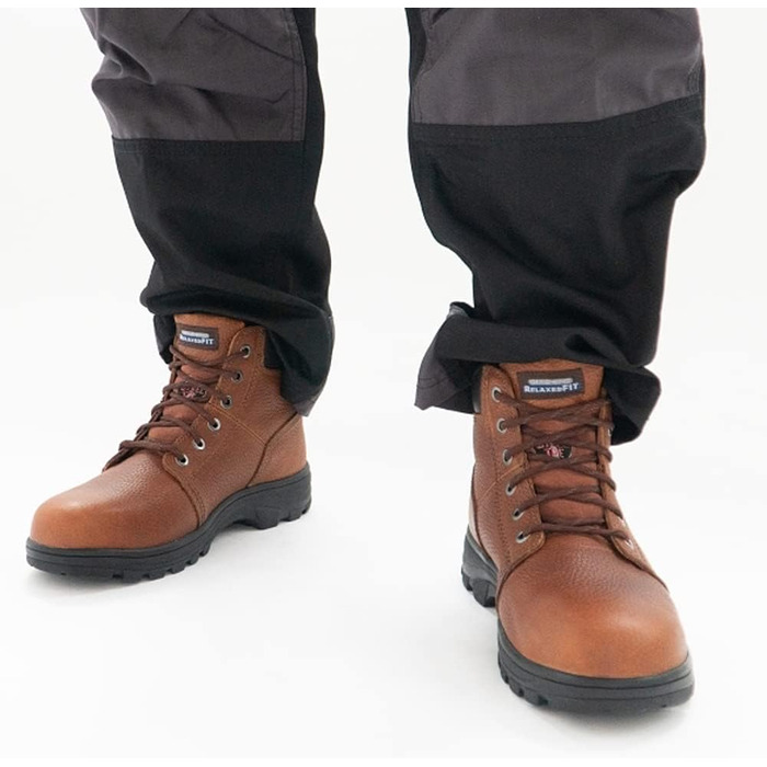 Чоловічі бойові черевики Skechers Workshire 43 EU, коричневі, з тисненням, шкіра