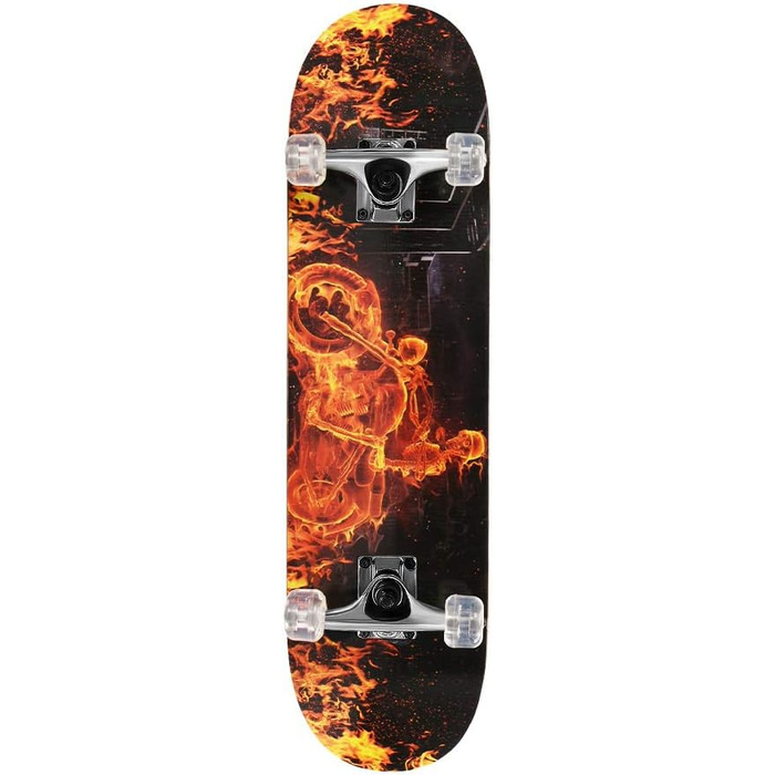 Скейтборд ChromeWheels 31 дюйм Double Kick Cruiser Longboard для дітей та початківців з кленовою декою 8 шарів (Feuer)
