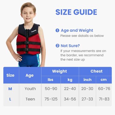 Дитяча жилетка для плавання Gogokids Junior 30-50 кг, червона. Neopren жилет для підлітків та дітей 6-11 років, для каякінгу, SUP та басейну.