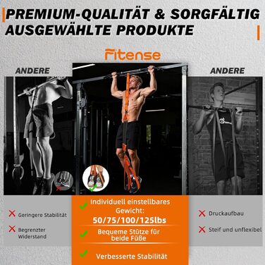 Смуги опору для підтягувань Klimmzughilfe, 50-350lbs, регульований опір та висота, з підставкою для ніг, помаранчеві