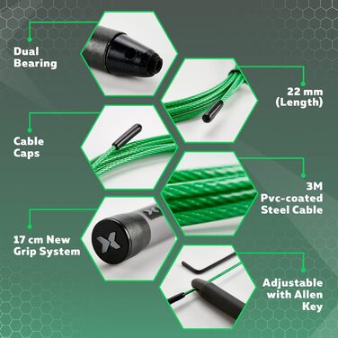 Picsil Sphinx Speed Rope – легке та міцне скакалка для кроссфіту, фітнесу, боксу, професійна скакалка з подвійним підшипником, високоякісні матеріали, чорна
