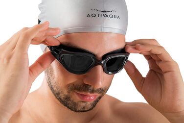 Плавальні окуляри AqtivAqua DX з широким оглядом, UV-захистом, антифогом, герметичні, для басейну та відкритої води, регульований силіконовий ремінець, для дорослих і підлітків