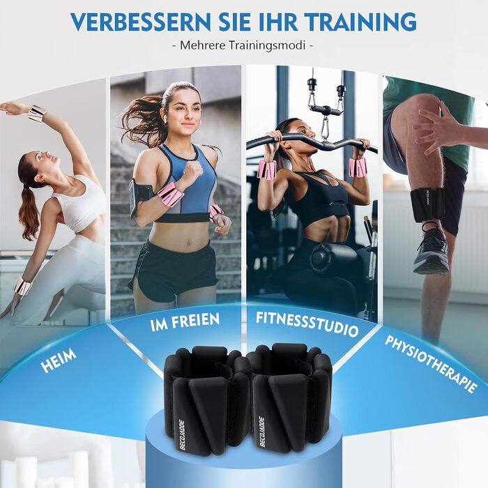 Набір манжет для ніг та рук BECOJADDE (0.45 кг/0.9 кг) – для фітнесу, йоги, пілатесу, ходьби, бігу. Регульовані вантажні манжети для жінок та чоловіків (Чорний, 1.8 кг пара)