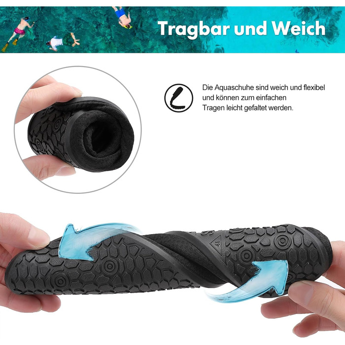 Шкарпетки для плавання та водних видів спорту Sixspace, чорні, розмір 34-47