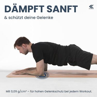 Йога мат для занять йогою, пілатесом та силовим тренуванням – німецької розробки, з антиковзаючим покриттям, для захисту суглобів, 2 товщини (1,0 та 1,5 см), м'яка спортивна мат, коричнева