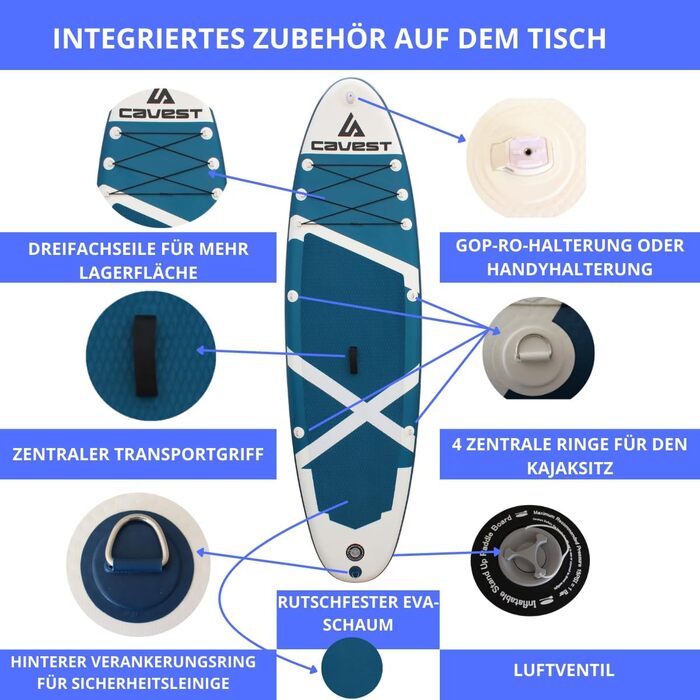 Надувне SUP-борд Stand Up Paddle Board для дорослих та дітей, блакитний, висока стабільність