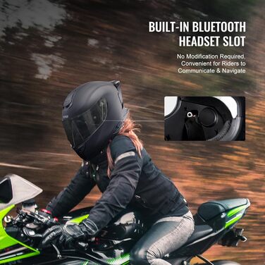 Мотошолом VEVOR інтегральний з Bluetooth, змінне скло, DOT, чорний, розмір L, для дорослих та підлітків