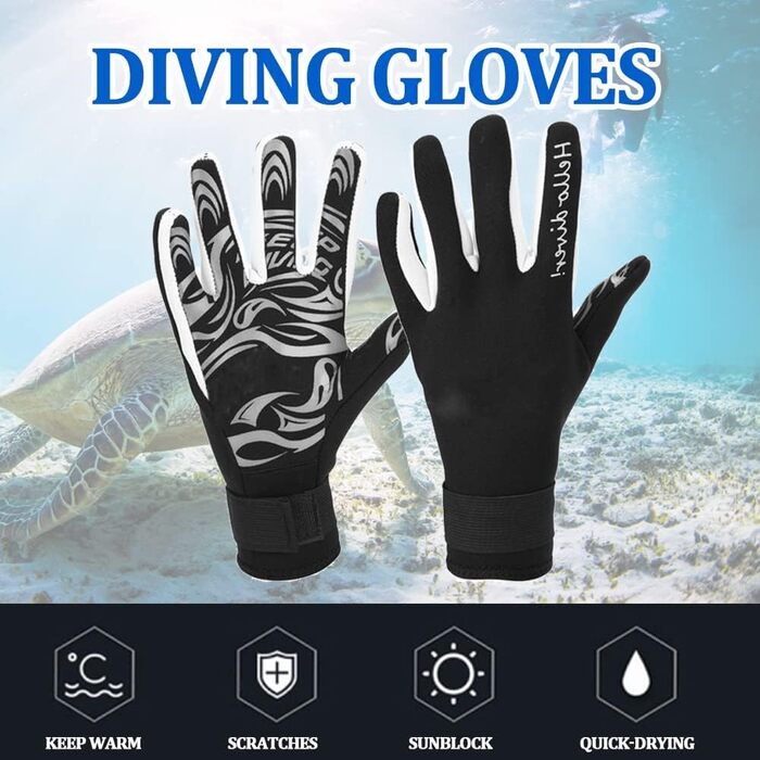 Рукавички для дайвінгу VGEBY1, 2 мм, неопренові, 5 пальців, для дорослих, водолазні, для екстремальних водних видів спорту (Чорний, S)