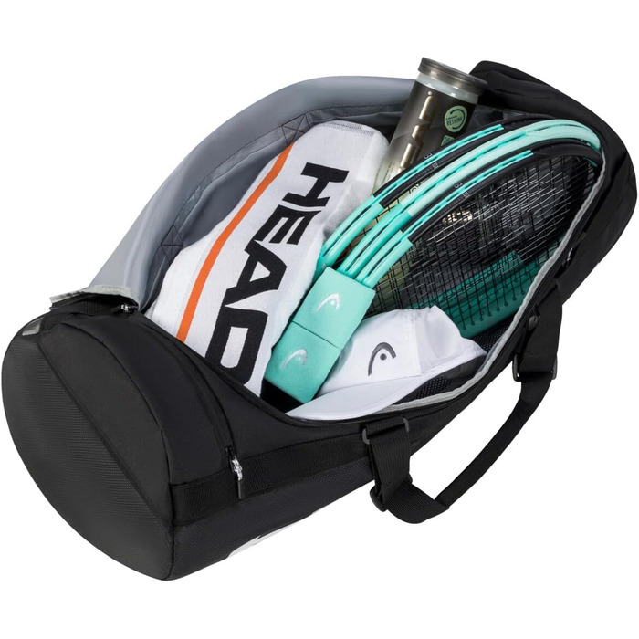 Спортивна сумка HEAD Tour Sport 50L чорно-біла для подорожей та тренувань