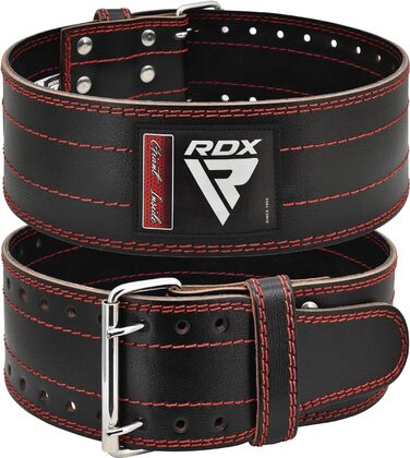 Шкіряний пояс для важкої атлетики RDX 4” з пряжкою, сертифікований IPL та USPA, 12 регулювань, 6 мм, для пауерліфтингу, бодібілдингу, чоловіків і жінок