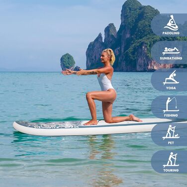 Надувний SUP-борд FEATH-R-LITE Stand Up Paddling Board: стабільний дизайн, преміум аксесуари (сірий)