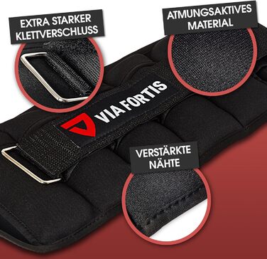 VIA FORTIS Регульовані обважнювачі для ніг і рук, набір 2 шт, з 5 змінними мішками, чорні