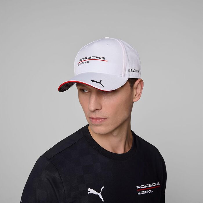 Кепка PUMA Porsche Motorsport з вигнутим козирком та логотипами Porsche Motorsport та спонсорів (біла)