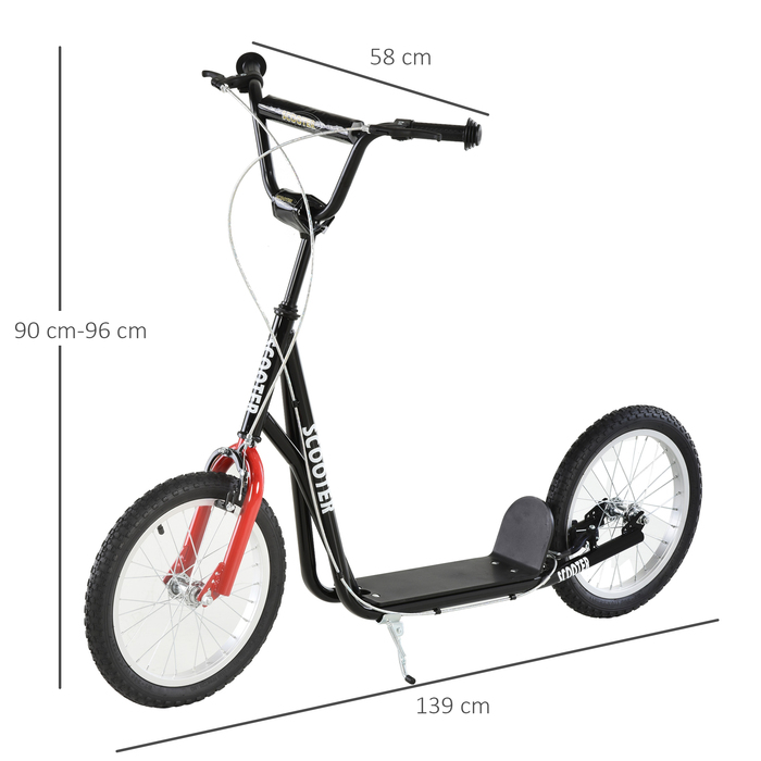 HOMCOM Скутер Самокат для дітей від 5 років Kick Scooter з пневматичною шиною та ручним гальмом, Міський скутер, Стабільний та безпечний, Синій | Аосом