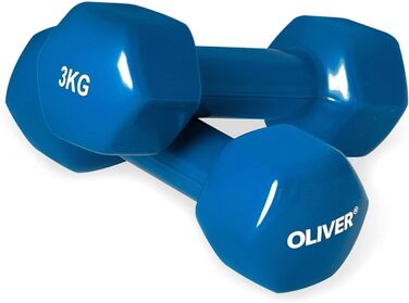 Набір вінілових гантелей Oliver 3 кг, 3 пари – для чоловіків і жінок, фітнес, аеробіка, тренування вдома та в залі, антиковзкі, різні ваги