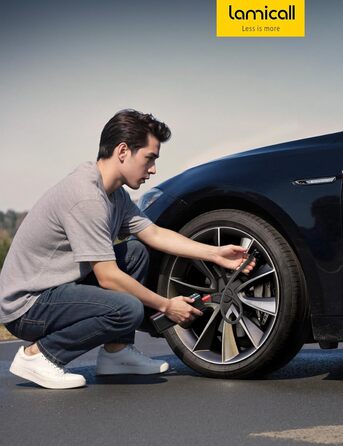 Електрична повітряна помпа Lamicall з акумулятором для велосипеда, авто, мото - 150 PSI, компресор з цифровим манометром та Powerbank, 5000mAh з металевим циліндром