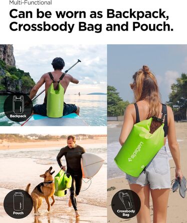Набір водонепроникних сумок Spigen Dry Bag Set [Aqua Shield] (20L+21L) для пляжу, плавання, кемпінгу, каякінгу та човнів - Cactus Green