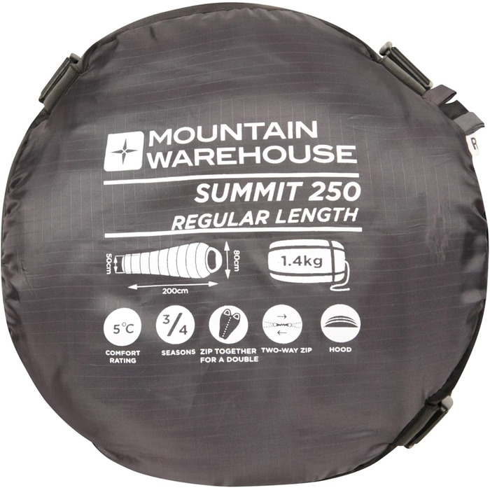 Сплячий мішок Mountain Warehouse Summit 250 - 3/4 сезону, ізольований, для кемпінгу та трекінгу, 215 см