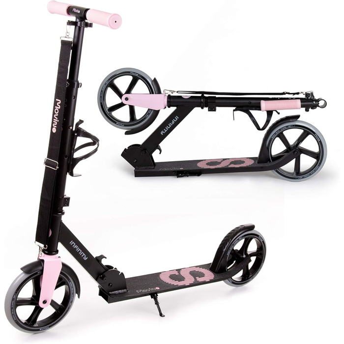 Самокат MOVINO Infinity Roller для міста, складаний, регульований, з тримачем для пляшки, для дітей та дорослих, алюмінієва дека