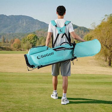 Сумка для гольфу LIFEZEAL: легка, з 8 верхніми відділеннями та 5 кишенями на блискавці, з тримачем для парасольки, водонепроникна, з регульованим плечовим ременем для жінок та чоловіків, блакитна