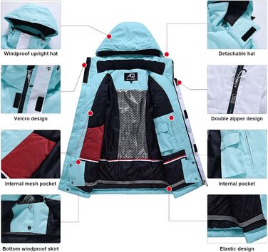 Жіночий гірськолижний костюм (2 частини) від ALSOGO: тепла водонепроникна куртка та штани для сноубордингу та катання на лижах, чорний