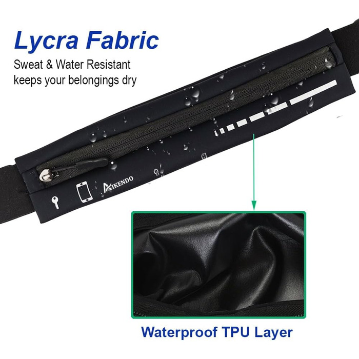 Поясна сумка для бігу Slim Running Belt, тримач для телефону, чорна. Для жінок та чоловіків. iPhone 13/12 Pro Max.