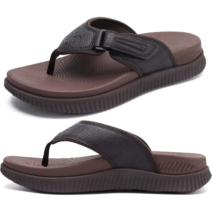 Чоловічі шльопанці KuaiLu для відновлення та ходьби: регульовані ортопедичні шльопанці з товстою підошвою, спортивні, з амортизацією, для чоловіків. Водонепроникні, легкі, м'які, комфортні, з підтримкою склепіння стопи (темно-коричневі, 40 EU)